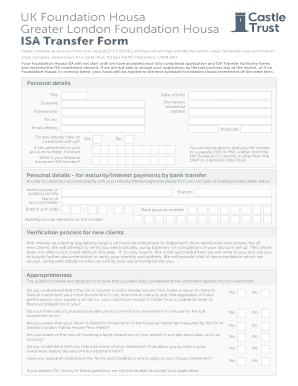 UK Foundation Housa ISA Transfer Form