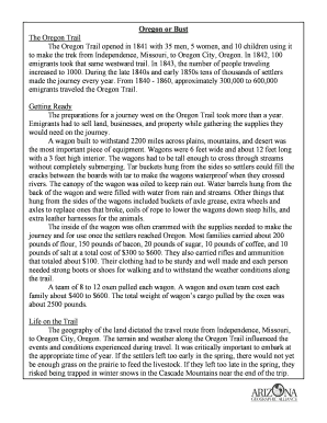Oregon Trail Assessment Worksheet