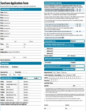 SureSave Pre-existing Medical Conditions Application