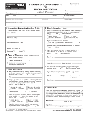 California Form 700-U Statement of Economic Interests