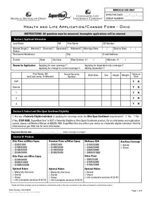 Ohio Health and Life Application Form