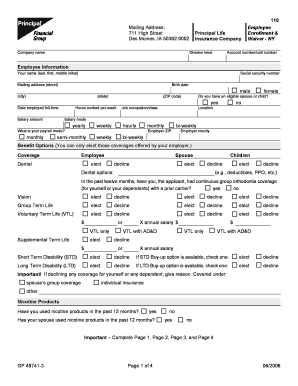 Principal Life Insurance Enrollment Form