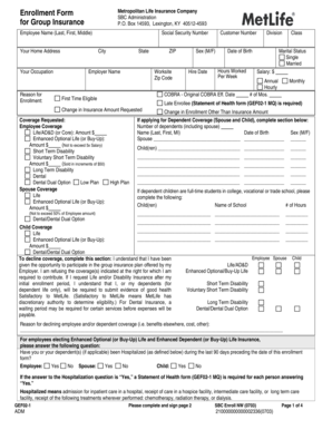 Metropolitan Life Insurance Enrollment Form