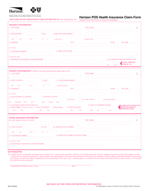 Horizon POS Health Insurance Claim Form
