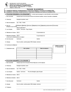 Formulaire de demande de prestations complémentaires