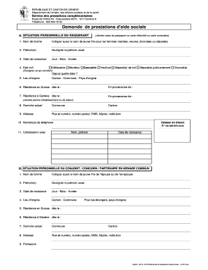 Demande de prestations d'aide sociale