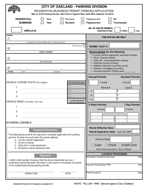 Residential Business Parking Permit Application