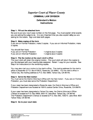 Defendant's Motion Form