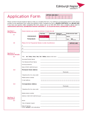 Edinburgh Napier University Application Form