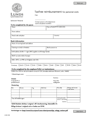 Tax-Free Reimbursement Form