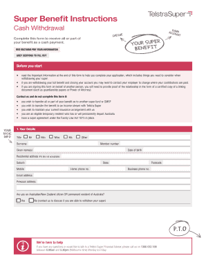 Super Benefit Cash Withdrawal Form