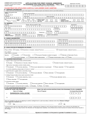 Quebec College Application Form