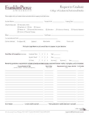 Request to Graduate Form