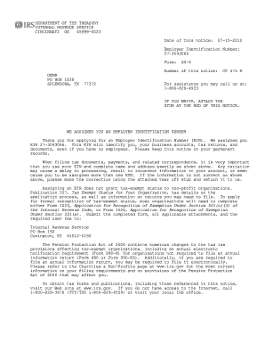 IRS Employer Identification Number Assignment Notice