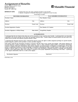 Assignment of Benefits Form
