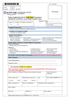 Student Application Form for Full-Time Programmes