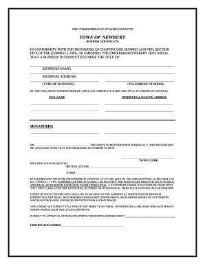 Massachusetts Business Certificate