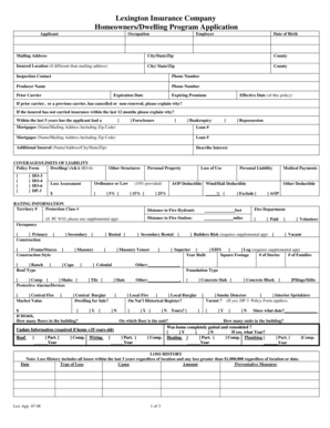 Lexington Homeowners Insurance Application
