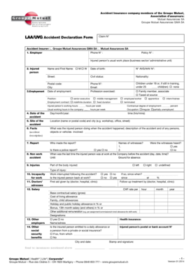 Formulaire de déclaration d'accident LAA/UVG