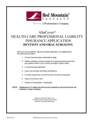Health Care Professional Liability Insurance Application