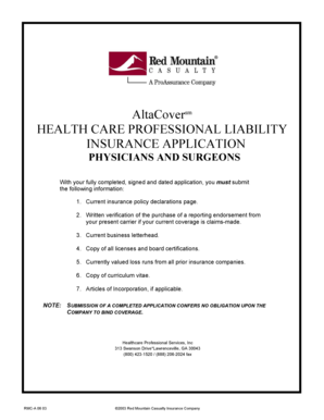 Health Care Professional Liability Insurance Application