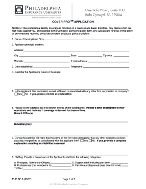Professional Liability Coverage Application