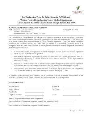 Ontario Clean Energy Benefit Exemption Form