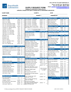 PeaceHealth Laboratories Supply Request Form