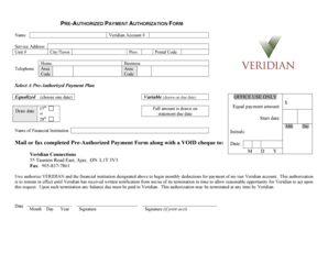 Pre-Authorized Payment Authorization Form