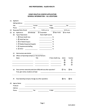 Home Health & Hospice Application