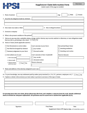 Supplement Claim Information Form