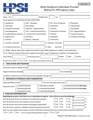 Allied Healthcare Individual Provider Medical PL Application