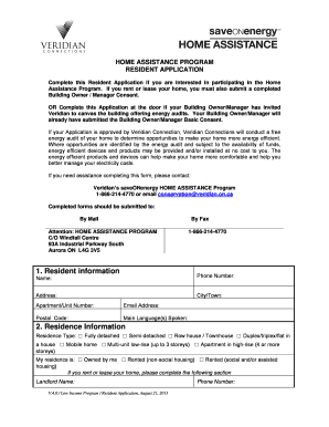 Home Assistance Program Resident Application