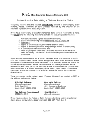 RISC Notice of Claim Form