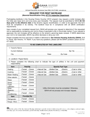 Request for Rent Increase