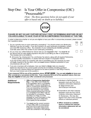 IRS Offer in Compromise Form