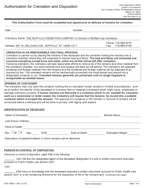 New York Cremation Authorization Form