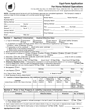 Equi-Farm Horse Insurance Application