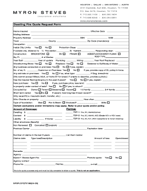 Dwelling Fire Quote Request Form