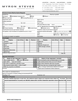 Personal Inland Marine Quote Request
