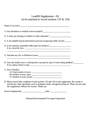 Landfill Supplement Form