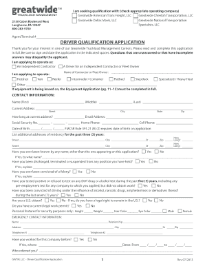 Greatwide Driver Qualification Application