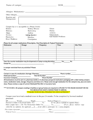 Camper Medical Information Form
