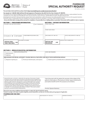 PharmaCare Special Authority Request Form