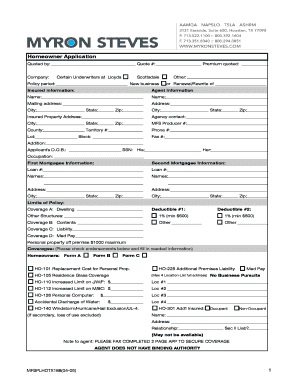 Homeowner Insurance Application Form