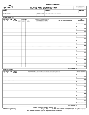 ACORD 144 Glass and Sign Insurance Application