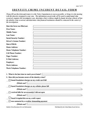Identity Crime Incident Detail Form