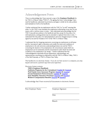 Employee Handbook Acknowledgement Form