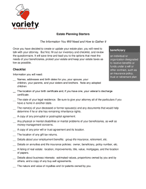 Estate Planning Inventory and Checklist