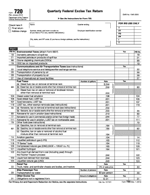 Quarterly Federal Excise Tax Return Form 720